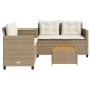 L-shaped garden sofa with table and beige PE rattan cushions by , Garden sets - Ref: Foro24-369038, Price: 340,98 €, Discount: %