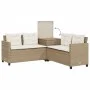 L-shaped garden sofa with table and beige PE rattan cushions by , Garden sets - Ref: Foro24-369038, Price: 340,98 €, Discount: %