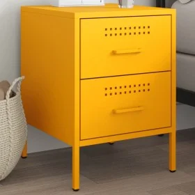 Mesita de noche de acero amarillo mostaza 36x39x50,5 cm de , Mesitas de noche - Ref: Foro24-842928, Precio: 59,82 €, Descuent...