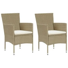 Gartenstühle 2 Einheiten beiges synthetisches Rattan von vidaXL, Gartenstühle - Ref: Foro24-310553, Preis: 141,16 €, Rabatt: %