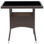 Mesa de comedor de jardín ratán sintético marrón de vidaXL, Mesas de jardín - Ref: Foro24-310552, Precio: 129,76 €, Descuento: %