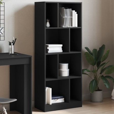 Engineered wood black shelf 57x28.5x141 cm by , Bookcases and shelves - Ref: Foro24-847997, Price: 72,65 €, Discount: %