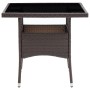 Mesa de comedor de jardín ratán sintético marrón de vidaXL, Mesas de jardín - Ref: Foro24-310552, Precio: 129,76 €, Descuento: %