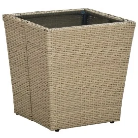 PE Rattan Couchtisch gehärtetes Glas beige 41,5x41,5x44cm von vidaXL, Gartentische - Ref: Foro24-310557, Preis: 45,27 €, Raba...
