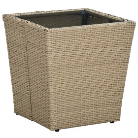 PE Rattan Couchtisch gehärtetes Glas beige 41,5x41,5x44cm von vidaXL, Gartentische - Ref: Foro24-310557, Preis: 45,81 €, Raba...