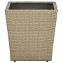 Mesa de centro de ratán PE vidrio templado beige 41,5x41,5x44cm de vidaXL, Mesas de jardín - Ref: Foro24-310557, Precio: 45,4...
