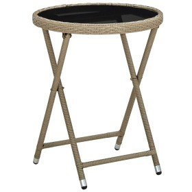 Couchtisch aus synthetischem Rattan und beigem Hartglas, 60 cm von vidaXL, Gartentische - Ref: Foro24-310559, Preis: 65,92 €,...