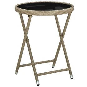 Couchtisch aus synthetischem Rattan und beigem Hartglas, 60 cm von vidaXL, Gartentische - Ref: Foro24-310559, Preis: 67,74 €,...
