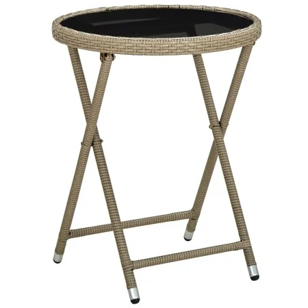 Mesa de centro de ratán sintético y vidrio templado beige 60 cm de vidaXL, Mesas de jardín - Ref: Foro24-310559, Precio: 67,7...