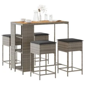 5-teiliges Gartenset mit grauen PE-Rattan-Kissen von , Gartensets - Ref: Foro24-3261499, Preis: 326,37 €, Rabatt: %