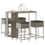 5-piece garden bar set with gray PE rattan cushions by , Garden sets - Ref: Foro24-3261499, Price: 326,37 €, Discount: %