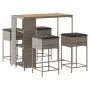 5-piece garden bar set with gray PE rattan cushions by , Garden sets - Ref: Foro24-3261499, Price: 326,37 €, Discount: %