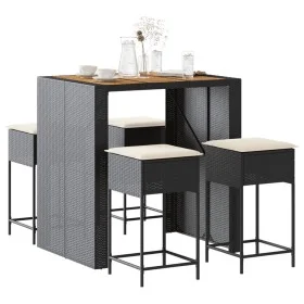 5-teiliges Gartenset mit schwarzen PE-Rattan-Kissen von , Gartensets - Ref: Foro24-3261515, Preis: 400,74 €, Rabatt: %