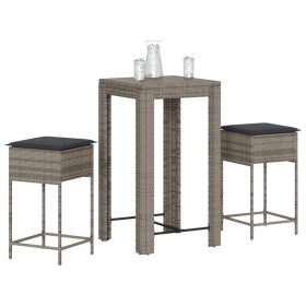 3-piece garden bar set with gray PE rattan cushions by , Garden sets - Ref: Foro24-3261450, Price: 201,42 €, Discount: %