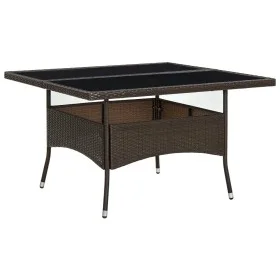 Synthetic rattan and brown glass garden dining table by vidaXL, Garden tables - Ref: Foro24-310556, Price: 143,60 €, Discount: %