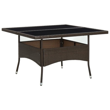 Mesa de comedor de jardín ratán sintético y vidrio marrón de vidaXL, Mesas de jardín - Ref: Foro24-310556, Precio: 145,25 €, ...