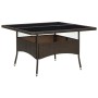 Mesa de comedor de jardín ratán sintético y vidrio marrón de vidaXL, Mesas de jardín - Ref: Foro24-310556, Precio: 145,25 €, ...
