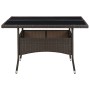 Mesa de comedor de jardín ratán sintético y vidrio marrón de vidaXL, Mesas de jardín - Ref: Foro24-310556, Precio: 145,25 €, ...