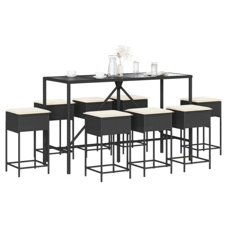 9-piece garden bar set with black PE rattan cushions by , Garden sets - Ref: Foro24-3261473, Price: 479,64 €, Discount: %