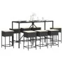 Juego de bar de jardín de 9 piezas con cojines ratán PE negro de , Conjuntos de jardín - Ref: Foro24-3261473, Precio: 480,31 ...