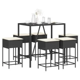 7-piece garden bar set with black PE rattan cushions by , Garden sets - Ref: Foro24-3261467, Price: 404,93 €, Discount: %