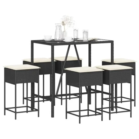 7-piece garden bar set with black PE rattan cushions by , Garden sets - Ref: Foro24-3261467, Price: 404,93 €, Discount: %