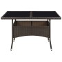 Mesa de comedor de jardín ratán sintético y vidrio marrón de vidaXL, Mesas de jardín - Ref: Foro24-310556, Precio: 145,25 €, ...