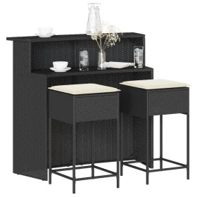 3-piece garden bar set with black PE rattan cushions by , Garden sets - Ref: Foro24-3261486, Price: 313,86 €, Discount: %