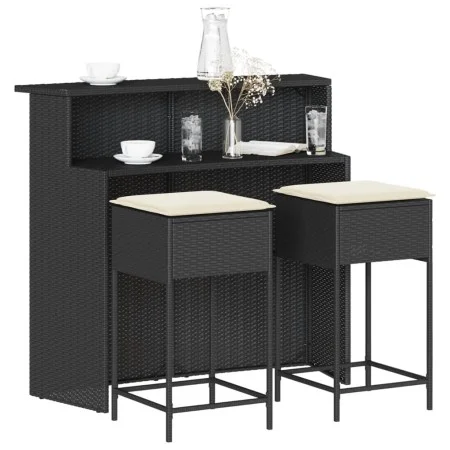 3-piece garden bar set with black PE rattan cushions by , Garden sets - Ref: Foro24-3261486, Price: 313,87 €, Discount: %