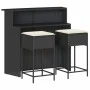 3-piece garden bar set with black PE rattan cushions by , Garden sets - Ref: Foro24-3261486, Price: 313,87 €, Discount: %