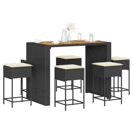 7-piece garden bar set with black PE rattan cushions by , Garden sets - Ref: Foro24-3261517, Price: 538,17 €, Discount: %