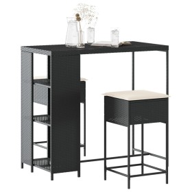 3-piece garden bar set with black PE rattan cushions by , Garden sets - Ref: Foro24-3261492, Price: 221,05 €, Discount: %