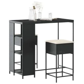 3-piece garden bar set with black PE rattan cushions by , Garden sets - Ref: Foro24-3261492, Price: 221,89 €, Discount: %