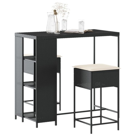 3-piece garden bar set with black PE rattan cushions by , Garden sets - Ref: Foro24-3261492, Price: 221,05 €, Discount: %