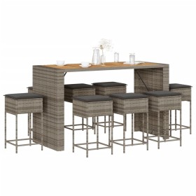 9-piece garden bar set with gray PE rattan cushions by , Garden sets - Ref: Foro24-3261520, Price: 696,46 €, Discount: %