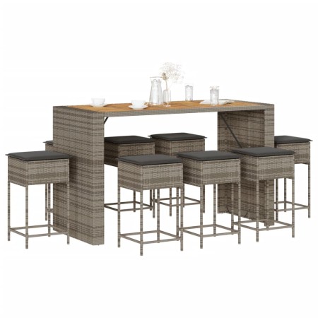 9-piece garden bar set with gray PE rattan cushions by , Garden sets - Ref: Foro24-3261520, Price: 696,46 €, Discount: %