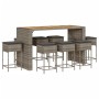 9-piece garden bar set with gray PE rattan cushions by , Garden sets - Ref: Foro24-3261520, Price: 696,46 €, Discount: %