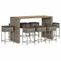 Juego de bar de jardín 9 piezas con cojines ratán PE gris de , Conjuntos de jardín - Ref: Foro24-3261520, Precio: 706,18 €, D...