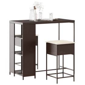 3-piece garden bar set with brown PE rattan cushions by , Garden sets - Ref: Foro24-3261490, Price: 230,72 €, Discount: %