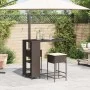 3-piece garden bar set with brown PE rattan cushions by , Garden sets - Ref: Foro24-3261490, Price: 227,43 €, Discount: %