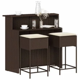 3-piece garden bar set with brown PE rattan cushions by , Garden sets - Ref: Foro24-3261484, Price: 304,41 €, Discount: %