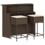 3-piece garden bar set with brown PE rattan cushions by , Garden sets - Ref: Foro24-3261484, Price: 310,17 €, Discount: %