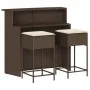 3-piece garden bar set with brown PE rattan cushions by , Garden sets - Ref: Foro24-3261484, Price: 304,41 €, Discount: %