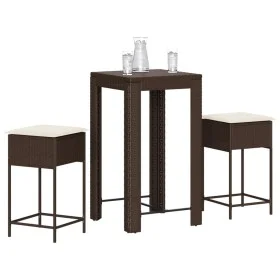 3-piece garden bar set with brown PE rattan cushions by , Garden sets - Ref: Foro24-3261446, Price: 207,48 €, Discount: %