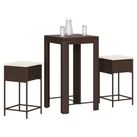 Juego de bar de jardín de 3 piezas con cojines ratán PE marrón de , Conjuntos de jardín - Ref: Foro24-3261446, Precio: 201,13...