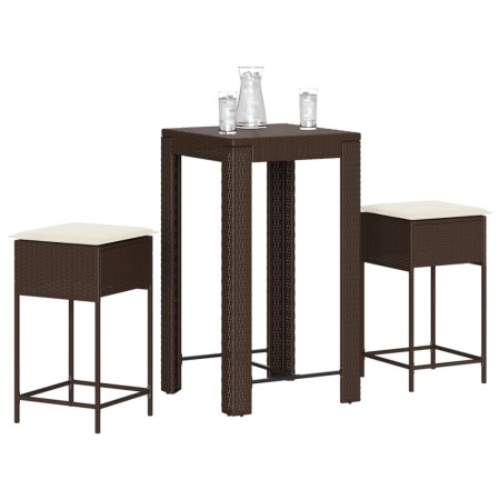 3-teiliges Gartenset mit braunen PE-Rattan-Kissen von , Gartensets - Ref: Foro24-3261446, Preis: 201,13 €, Rabatt: %