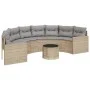 Semicircular garden sofa with table and beige PE rattan cushions by , Outdoor sofas - Ref: Foro24-3318519, Price: 485,92 €, D...