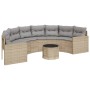 Sofá de jardín semicircular con mesa y cojines ratán PE beige de , Sofás de exterior - Ref: Foro24-3318519, Precio: 450,14 €,...