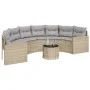 Halbrundes Gartensofa mit Tisch und Kissen aus beigem PE-Rattan. von , Outdoor-Sofas - Ref: Foro24-3318519, Preis: 485,92 €, ...