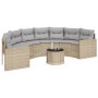 Sofá de jardín semicircular con mesa y cojines ratán PE beige de , Sofás de exterior - Ref: Foro24-3318519, Precio: 450,14 €,...